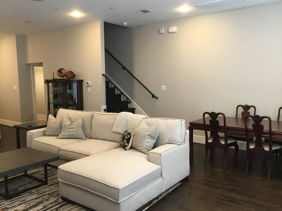 Living Room with Dining Room Table