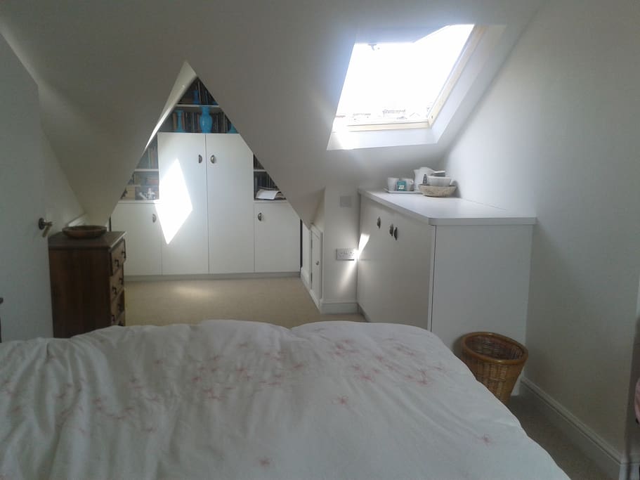 Characterful and spacious and wonderfully light loft room, built this year with an ensuite bathroom.