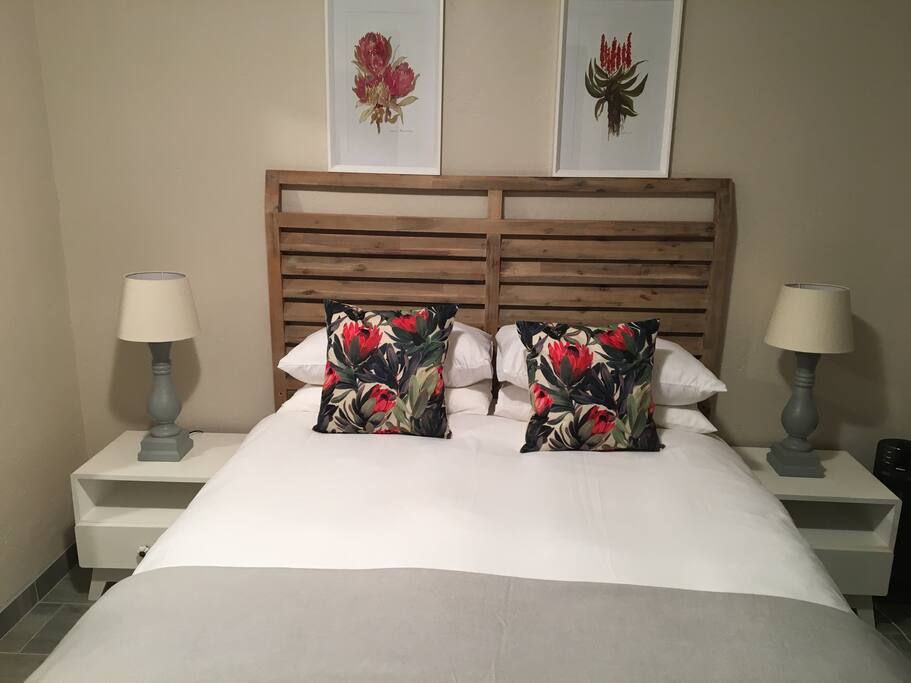 Modern main bedroom with a queen bed