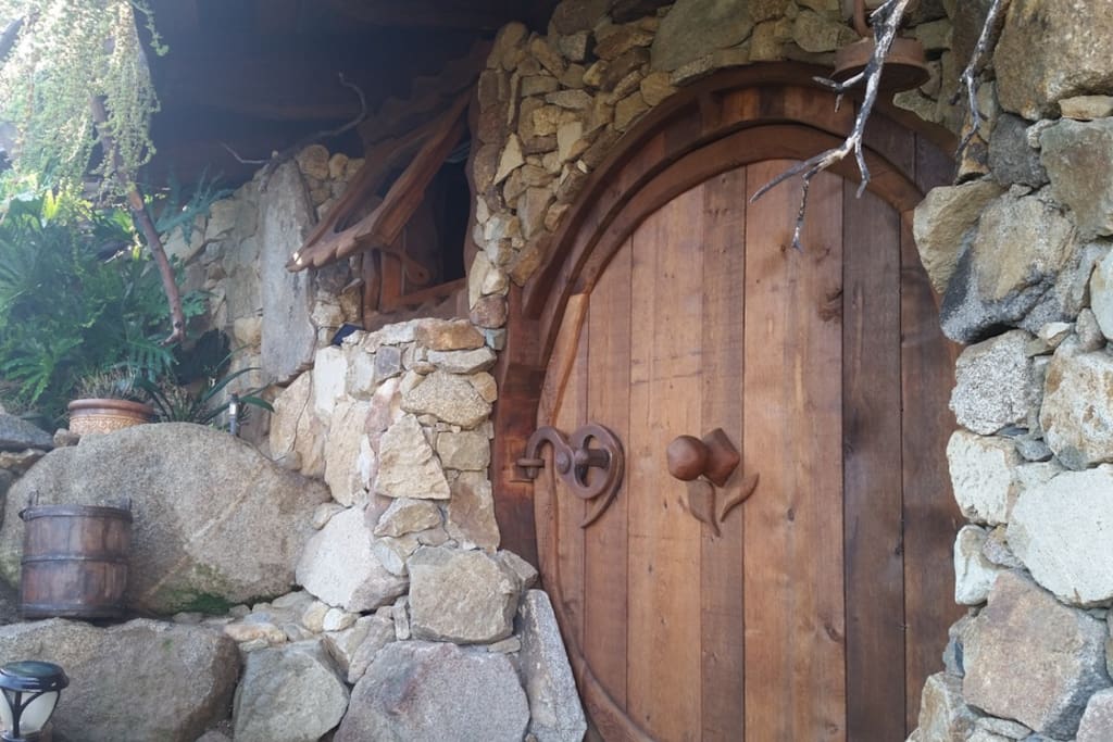 Custom built round door with one-of-a-kind locking system.