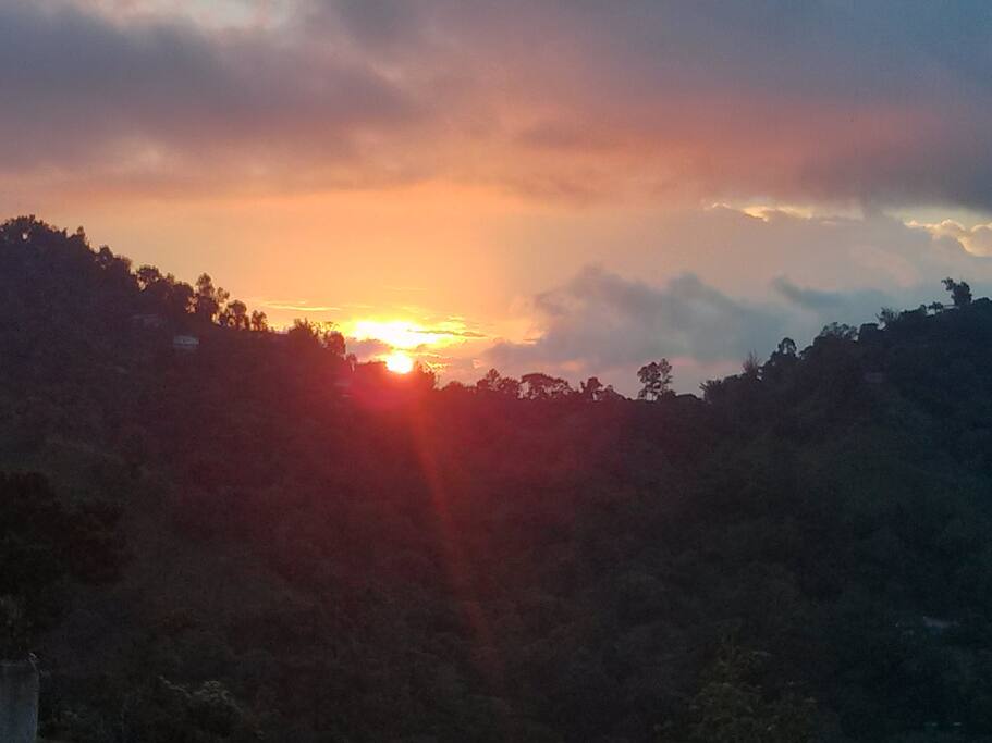 The beautiful sunset porch view.