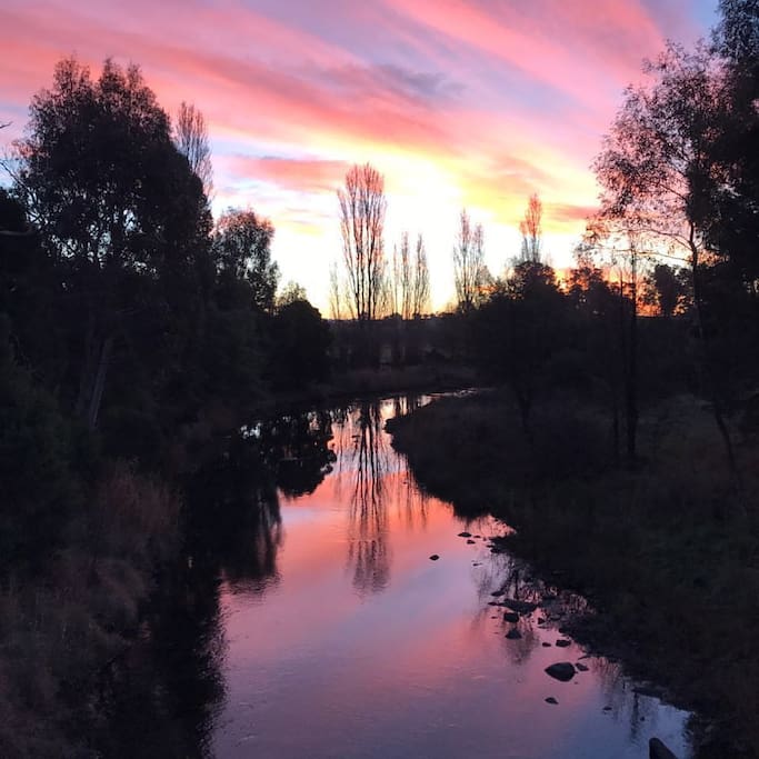 This is the view at the end of the driveway at sunset