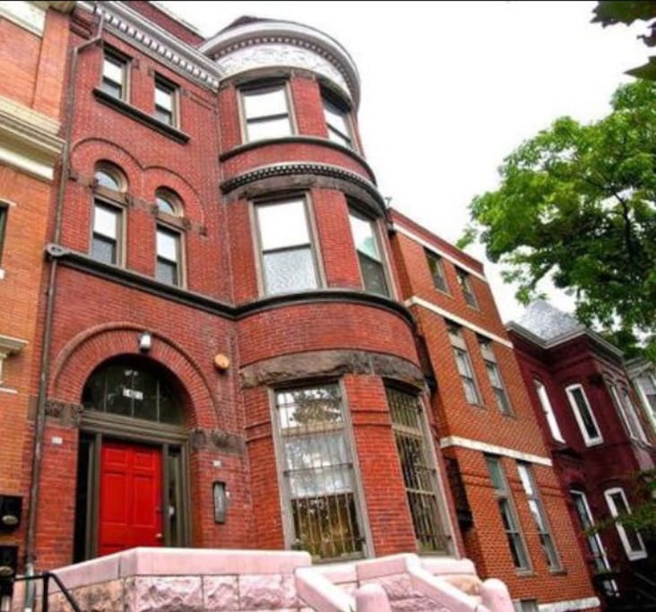 Exterior of converted brownstone condominium building. Originally built in 1921!