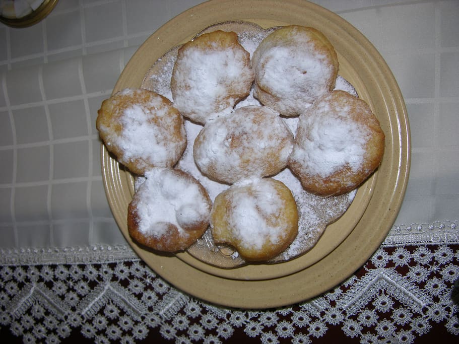 Fresh home made princess donuts for breakfast