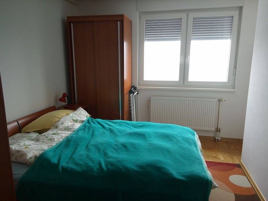 Spacious bedroom with a big bed