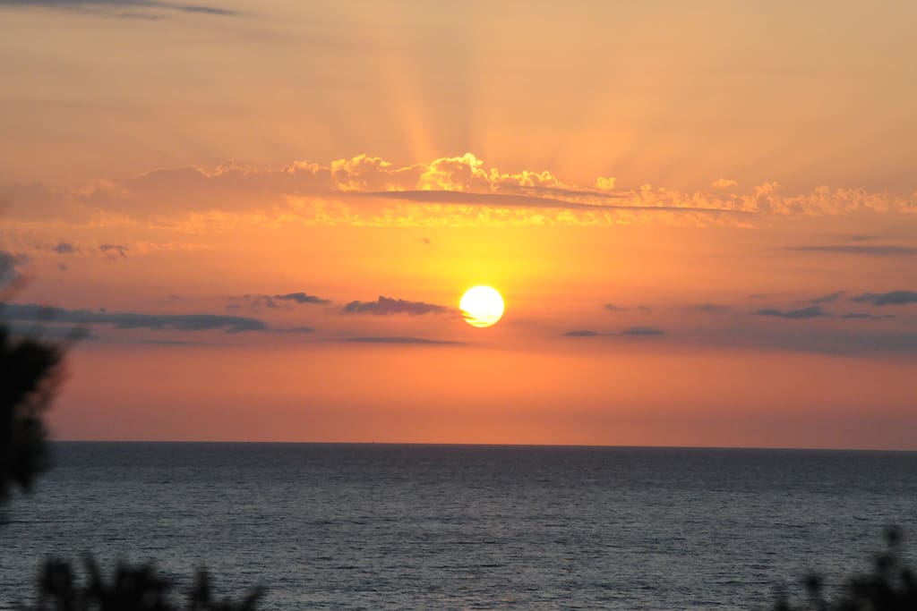 Coucher de soleil depuis la terrasse