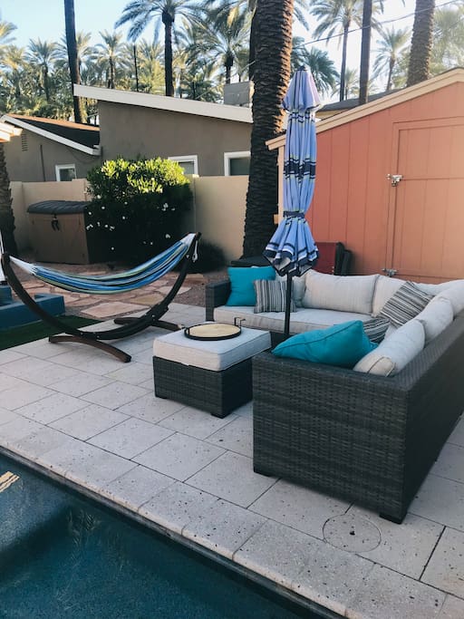 Backyard Patio area and hammock