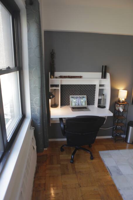 Floating desk has nice view out the window :)