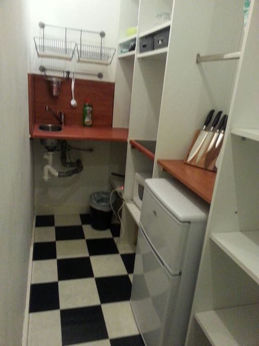 Small kitchen inside the room.