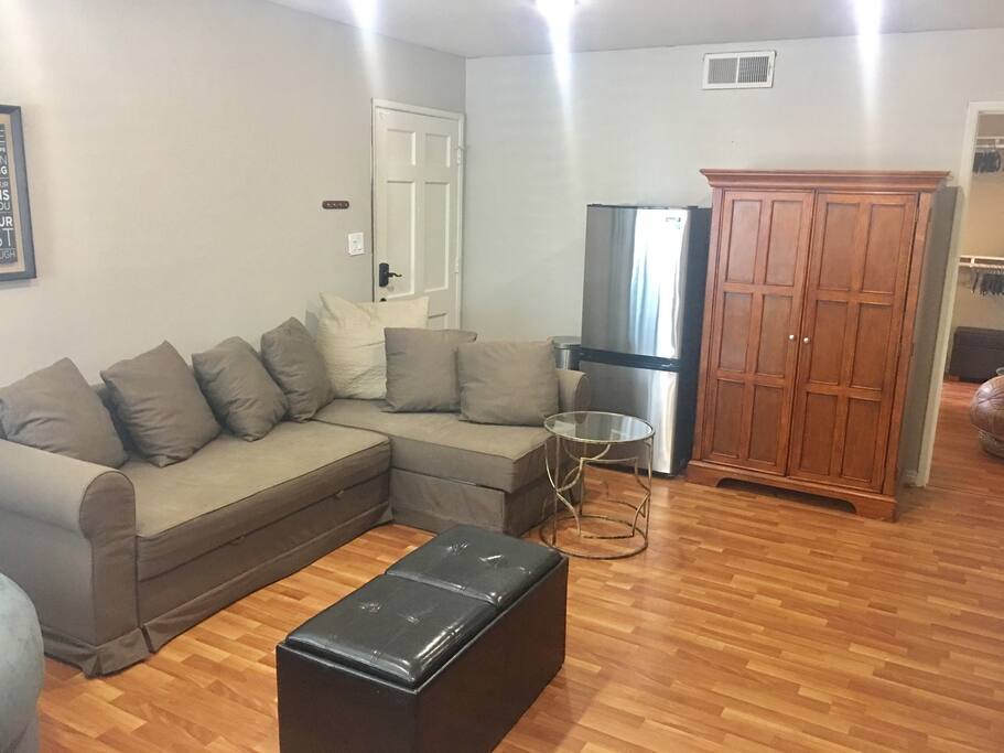 Sectional couch with extra pullout bed
