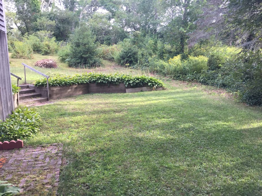 Private sitting in peaceful yard