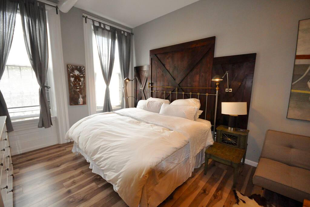 Gigantic headboard with bed lights