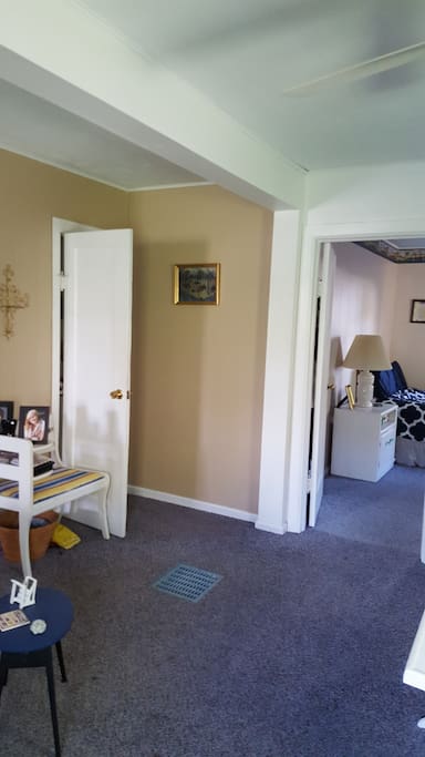 living area and bedroom