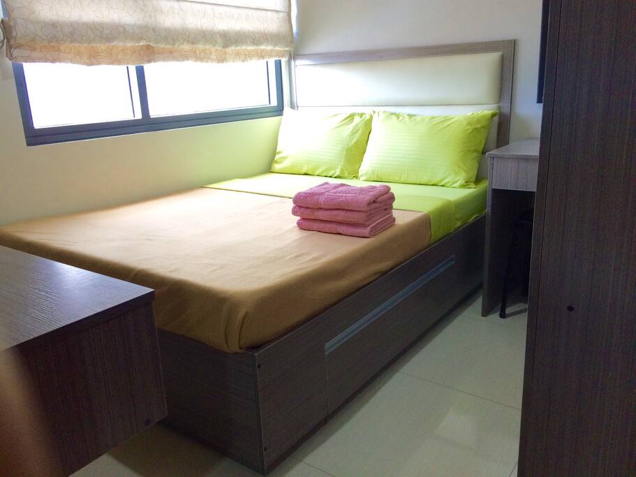 The bedroom (with lockable door for privacy)