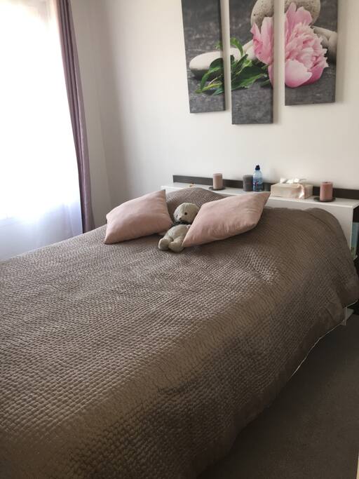 Chambre avec lit 2 personnes Et placard intégré