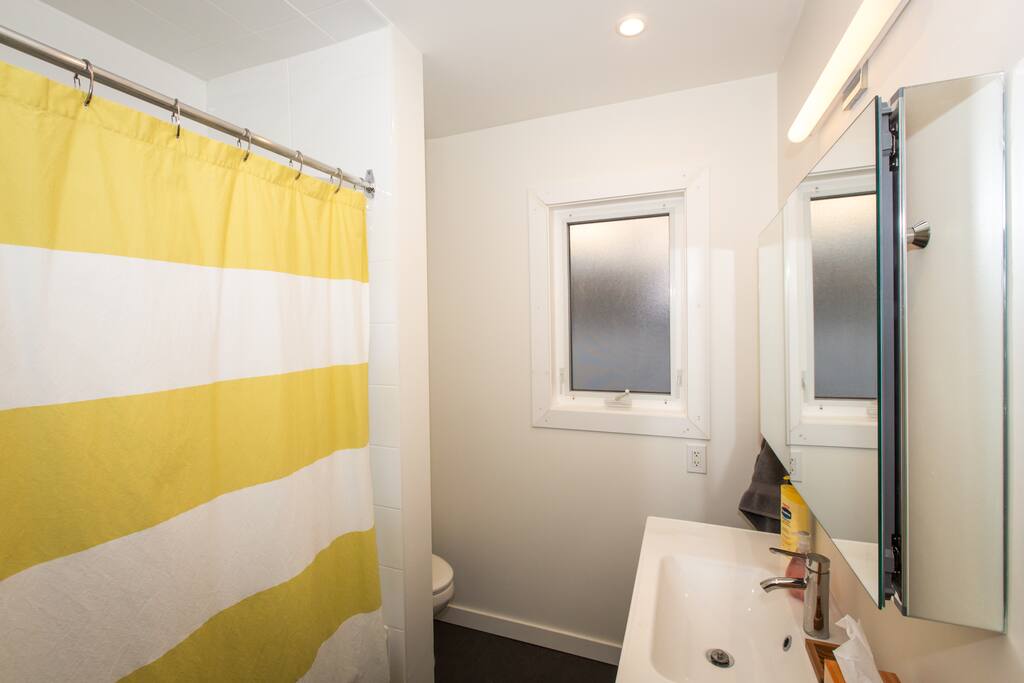 The bathroom.
