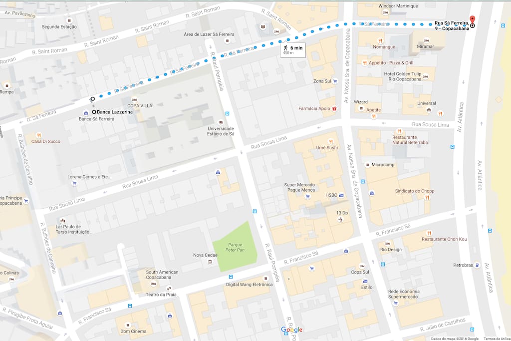 Caminho para a praia. The path to the Copacabana Beach (5min).