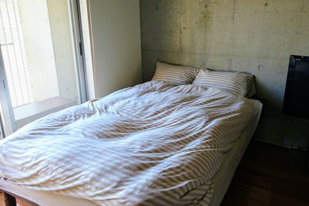 A comfortable bed (Bedspread are made of organic cotton)