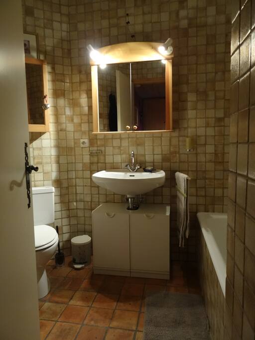 salle de bain, lavabo, baignoire, WC