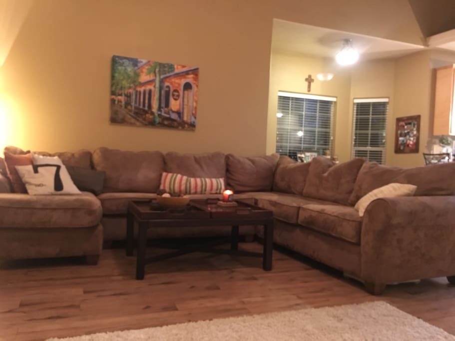 Living room and the wine bar is in the circular part of our home