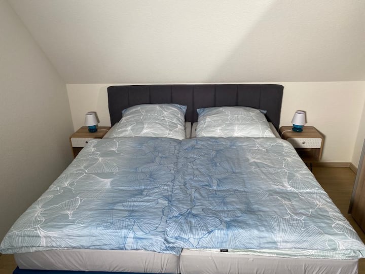 Schlafzimmer 1 - Boxspringbett (180x200 cm) und Kleiderschrank