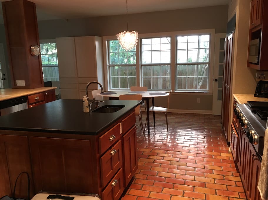 Spacious, bright kitchen.