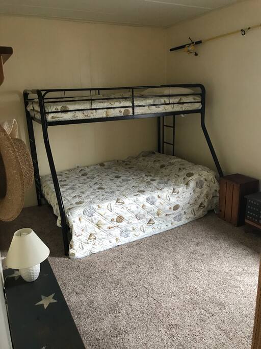 Bedroom 1. Top bunk a single, bottom bunk a double.