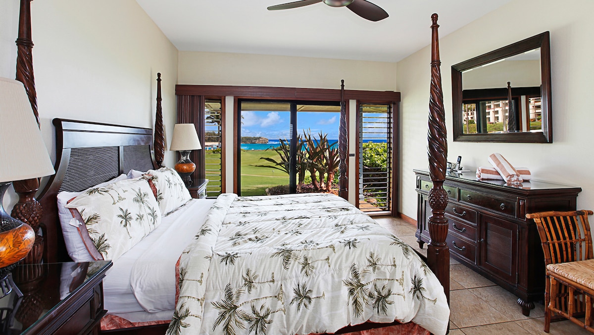 Poipu Sands at Poipu Kai Resort #511 - Oceanfront Master Bedroom Suite & Lanai View - Parrish Kauai