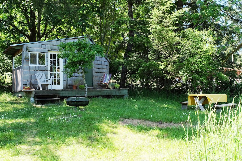 Self-Contained and private "Camping Casita" borders on our neighbouring organic farm.