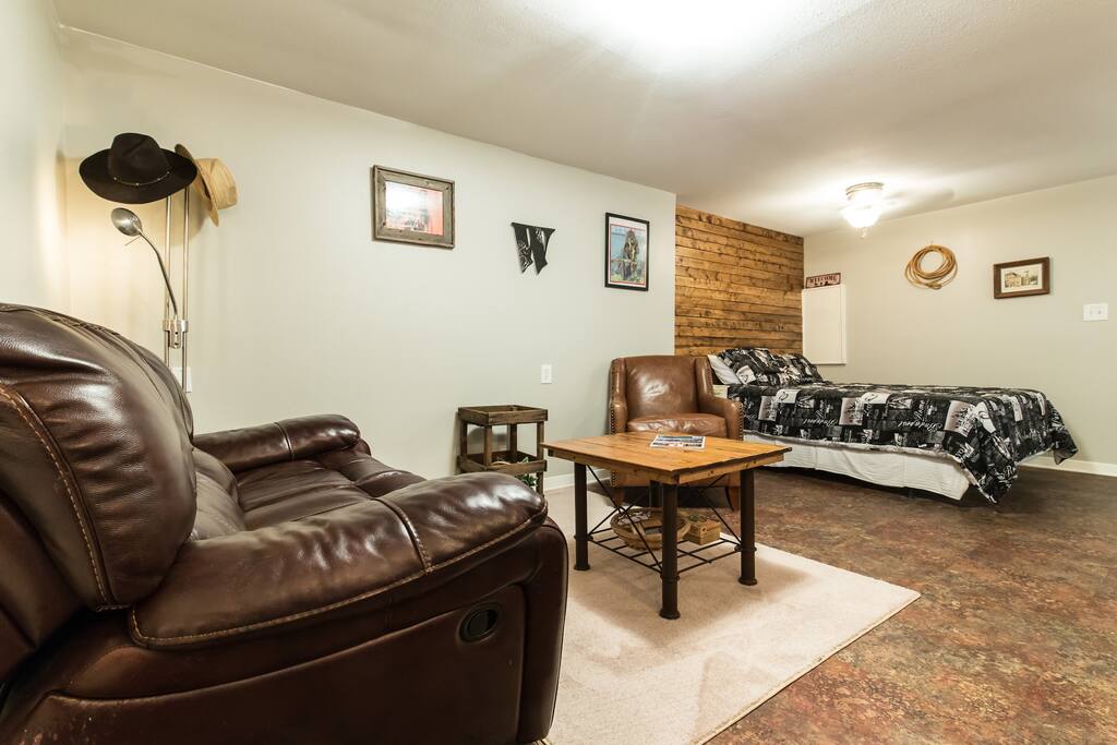 Leather recliner to put your feet up after a long day around the lake