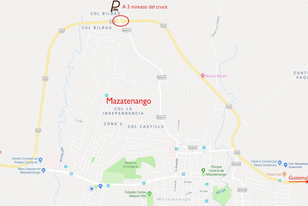 Forma de Llegar, de Guatemala, cruce a su derecha, de Frontera de México cruce a su derecha y pase abajo del túnel del paso a desnivel