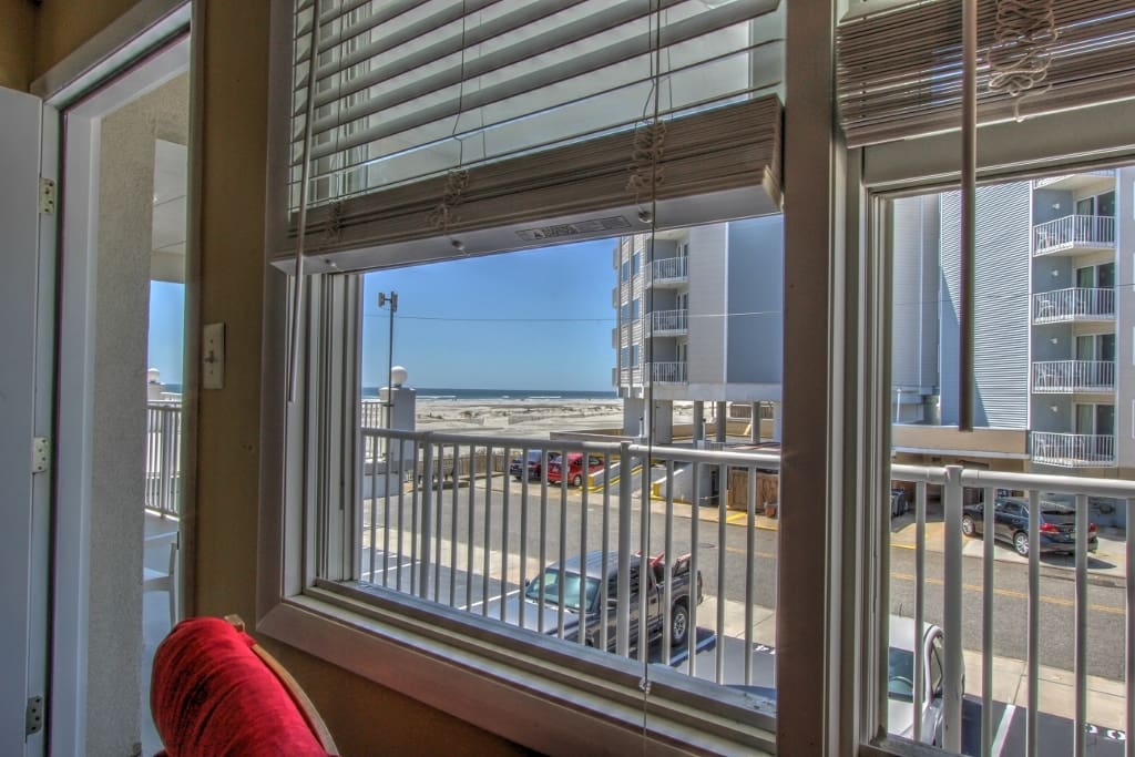 The beach view from inside our condo-yep that's the beach right outside our window!