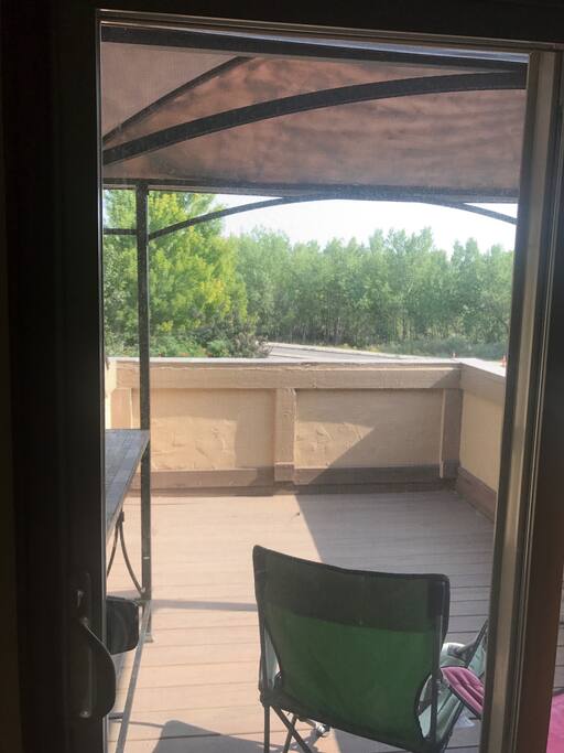 Outside deck inside of room