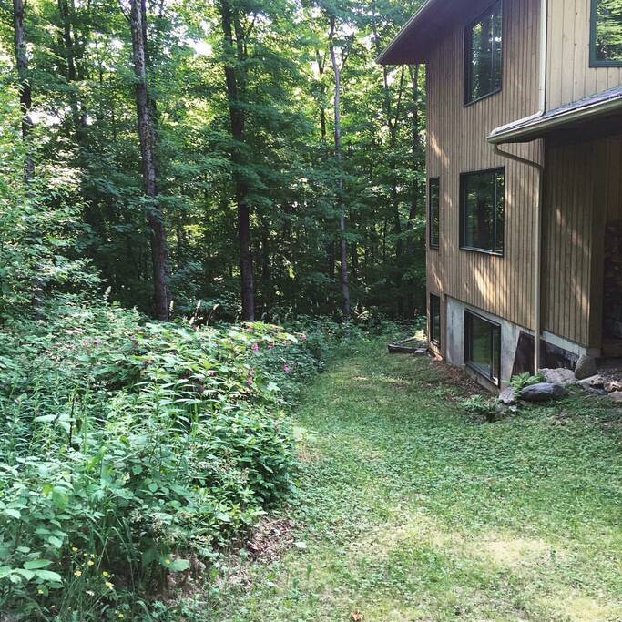 In the summer, the house has a feeling of being in a tree house- resting in the forests canopy