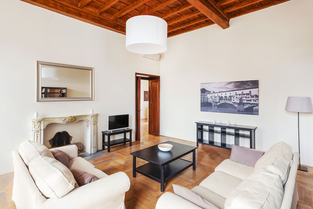 The Living room - The perfect relax area with the sofas, the bookcase & the TV
