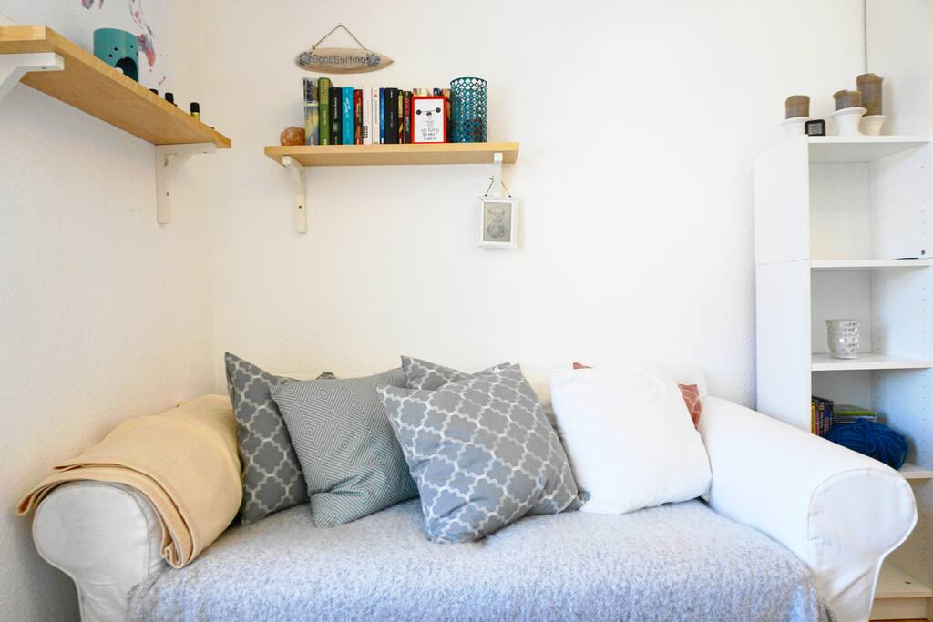 Relax on the comfortable couch and enjoy your stay.