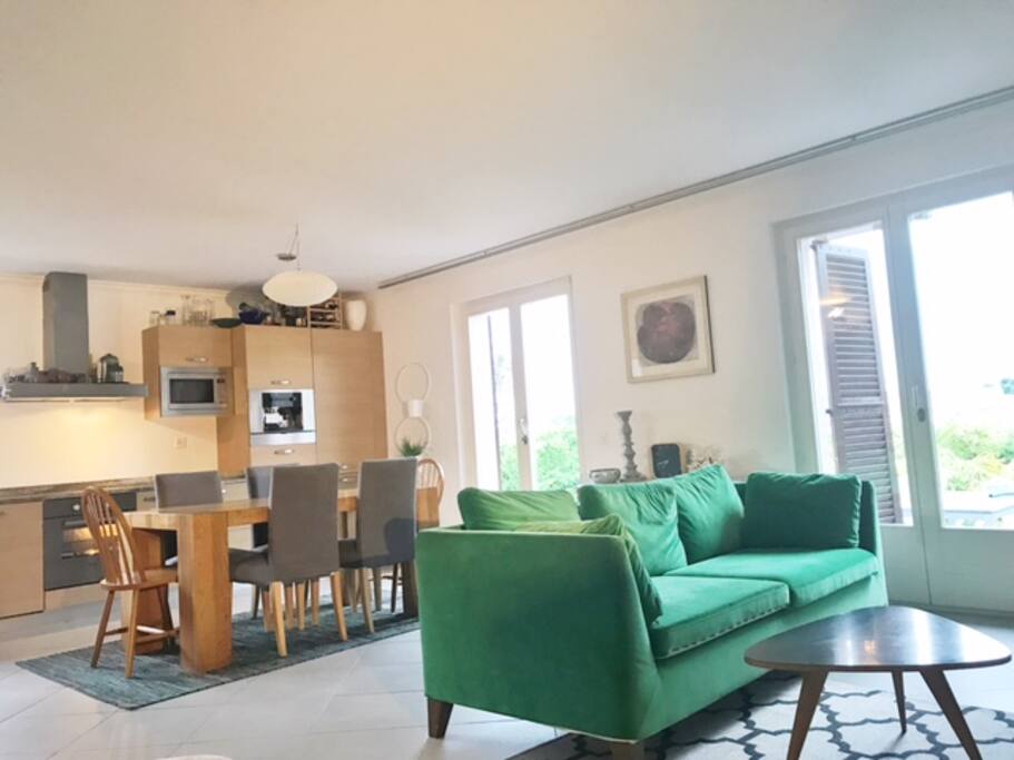 Open plan kitchen-dining-living room