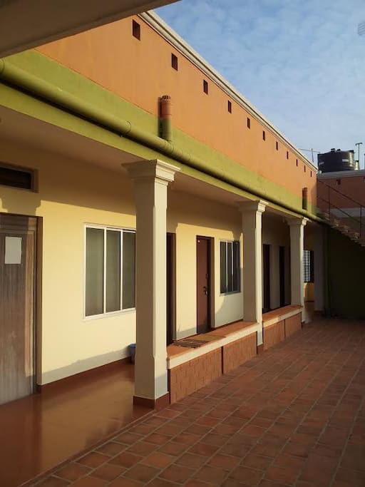 Open veranda in front of rooms