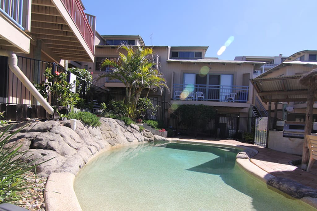 Resort swimming pool and BBQ area