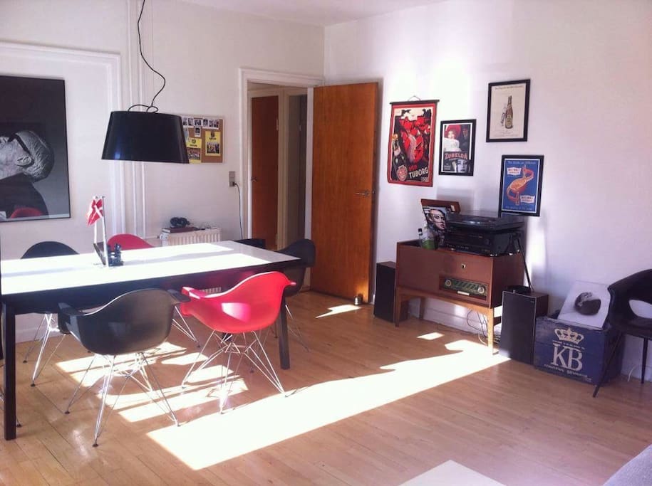 The living room, dinner table