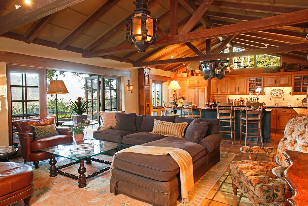 Sprawl out on the sectional sofa and plush armchairs for a movie screening on the 48" TV.