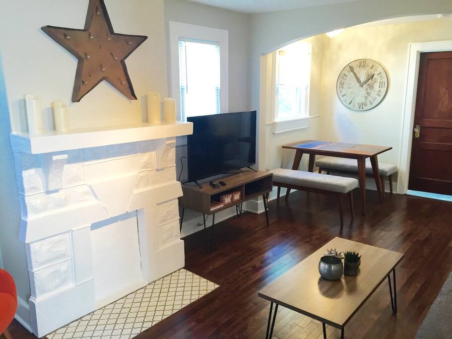 Full screen TV, WiFi available, and dining for at least five.