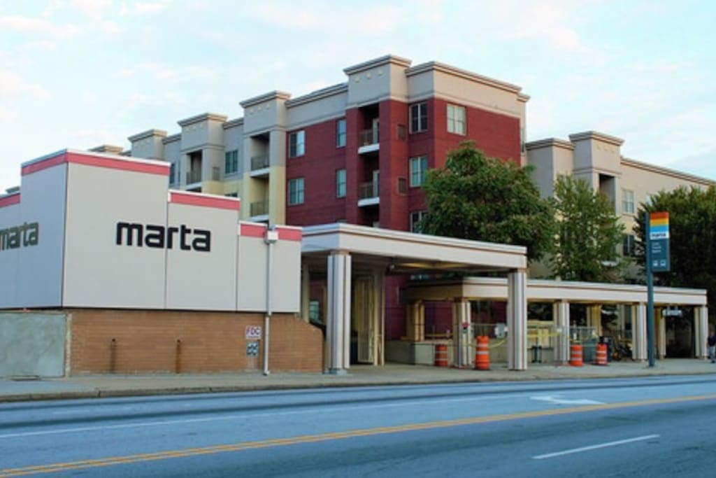 This is the Ashby Marta Station with bus and train service. Located directly behind the station is the condominium building where the Unit is located.