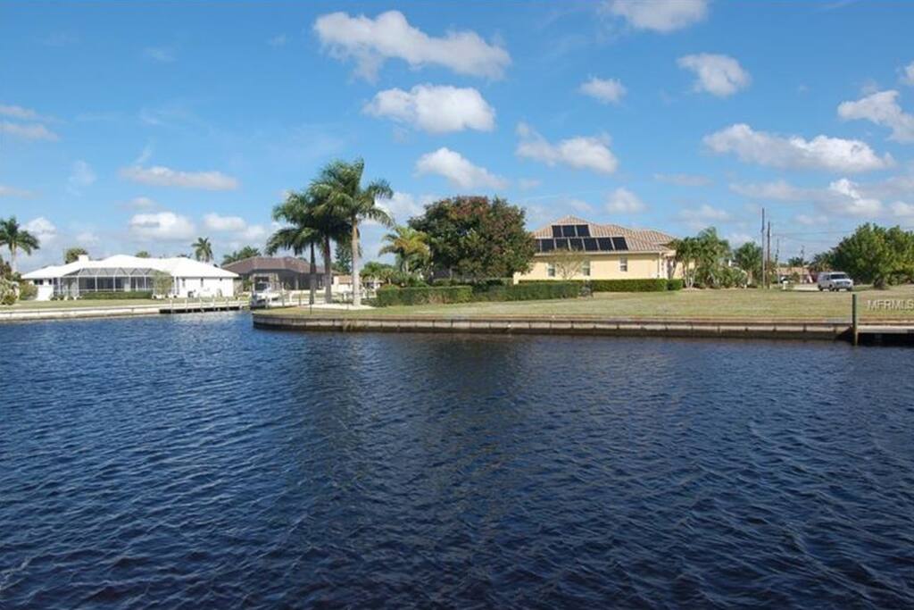 View from the dock. Beautiful location with intersecting canal views