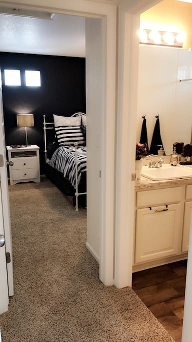 Guest quarters including full bathroom.