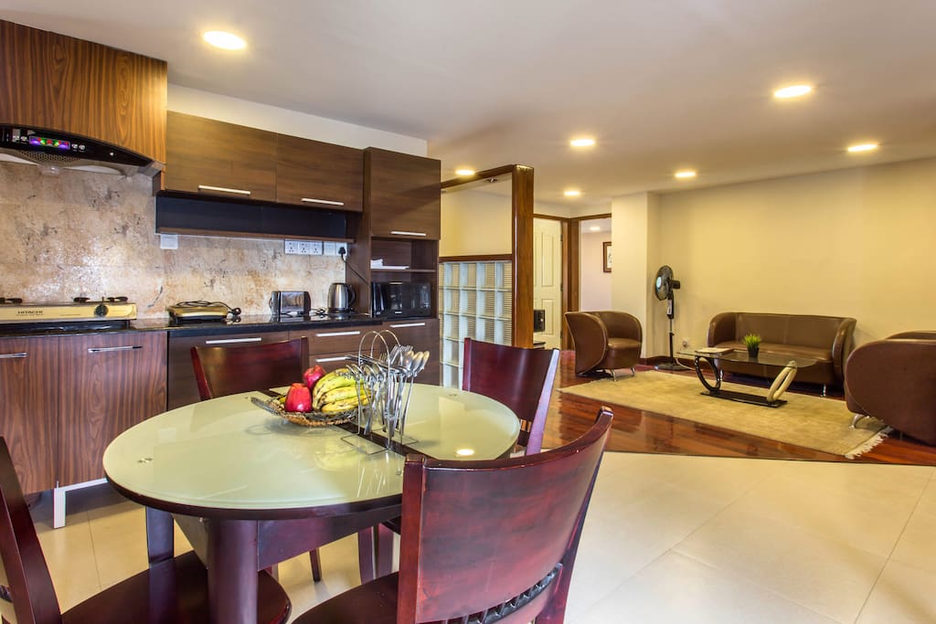 Kitchen and Dining adjoining Living Room