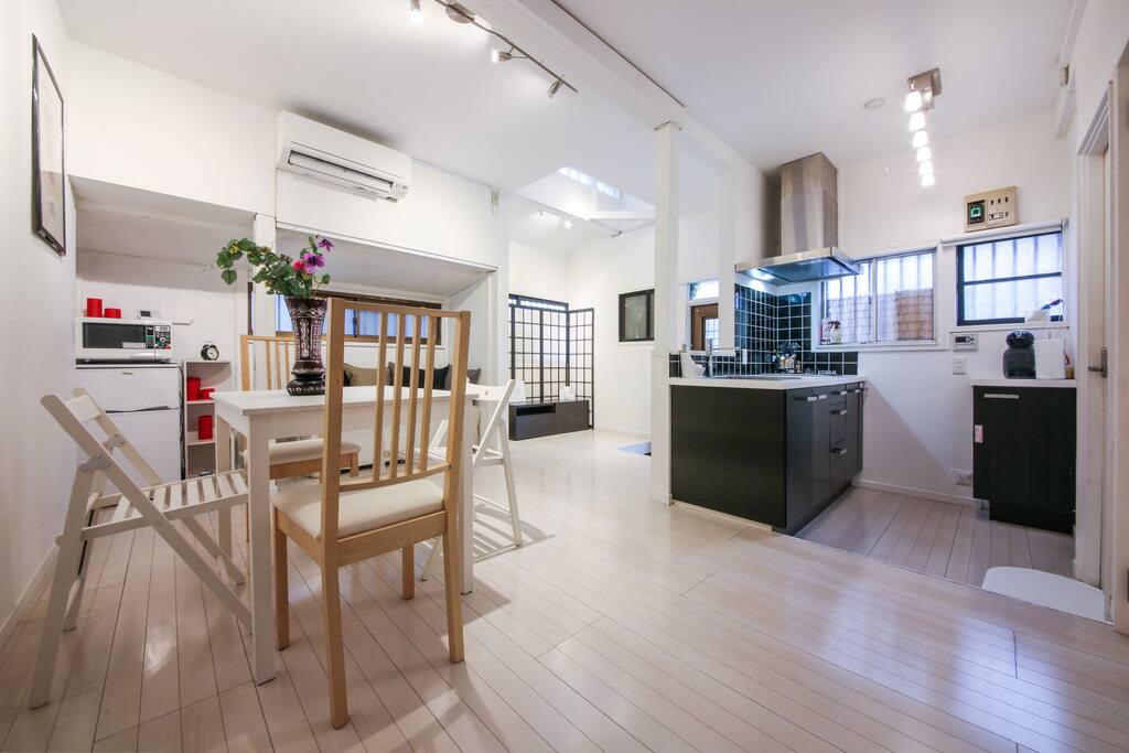 Open space with kitchen dining and living downstairs