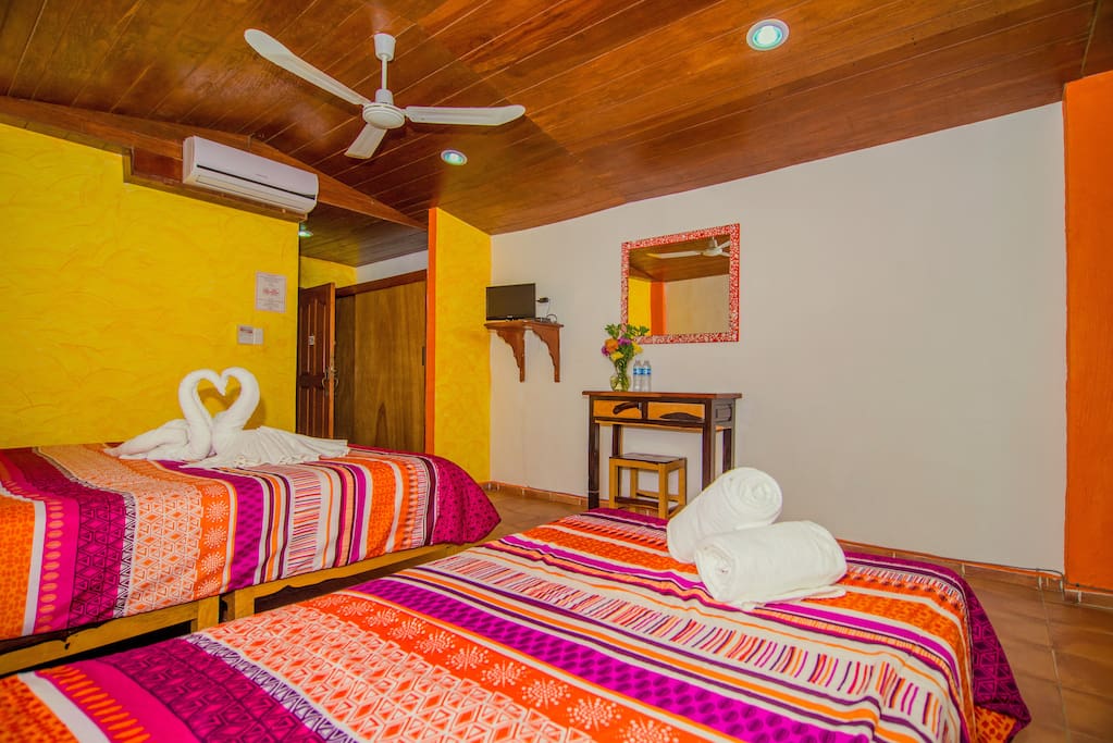 Triple room, a/c, ceiling fan, cable tv, wifi, private bathroom with shower