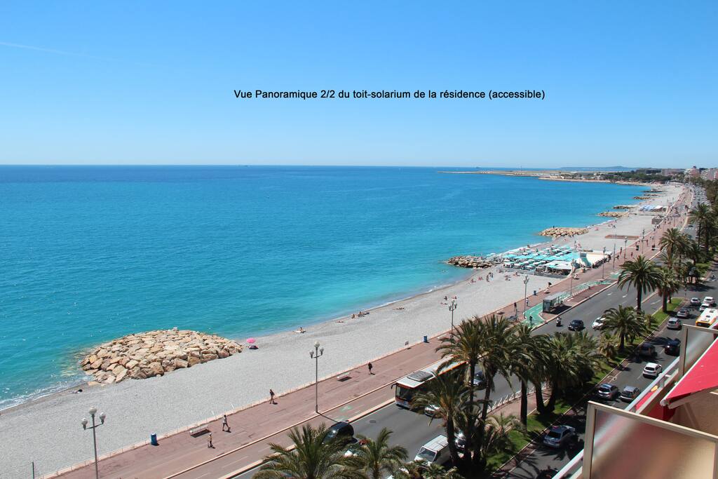 Vue Panoramique 2/2 du solarium (toit de la résidence) accessible