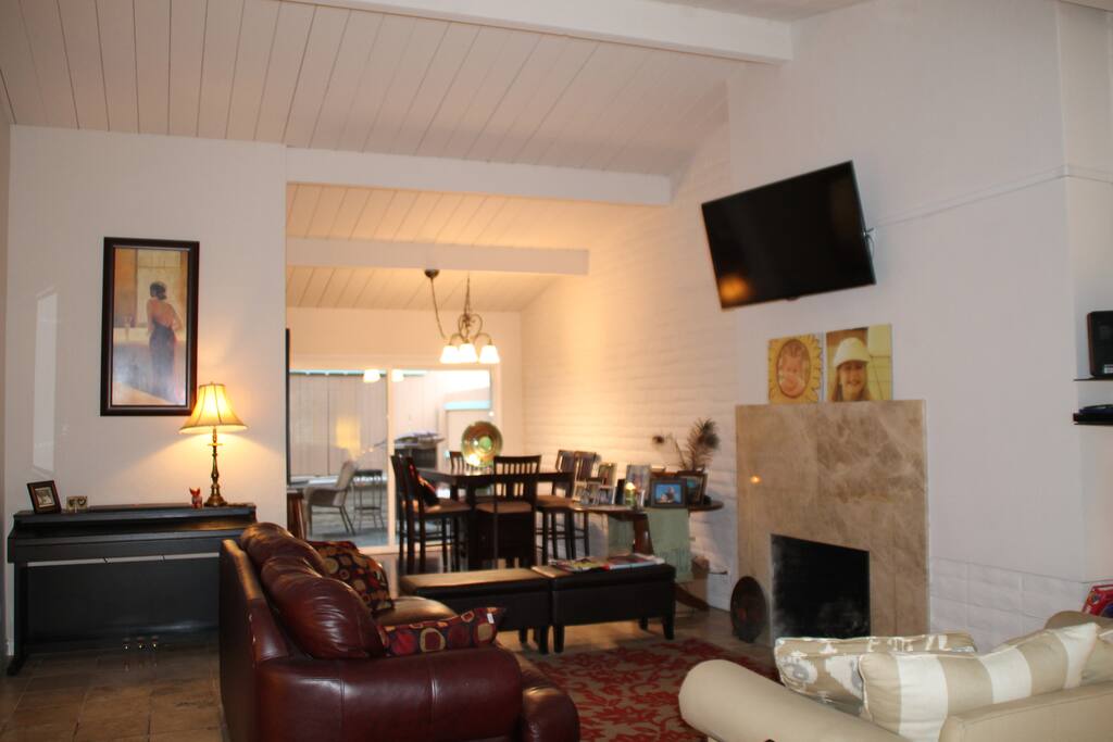 Living room with fireplace